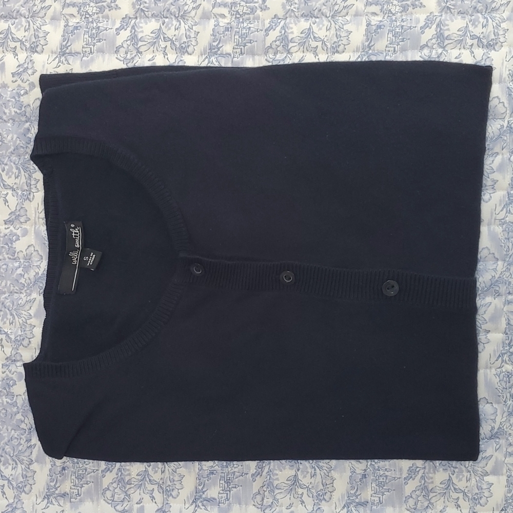 Willi Smith, Crew Neck Cardigan, Black, S, Great to Excellent